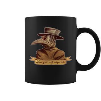 Vintage Plague Doctor Wear Your Mask Plague Rat Coffee Mug - Monsterry UK