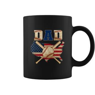 Vintage Proud Baseball Dad Cool 4Th Of July American Flag Coffee Mug - Monsterry CA