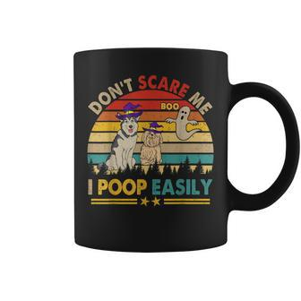 Vintage Retro Dont Scare Me I Poop Easily Halloween Dogs Coffee Mug - Thegiftio UK
