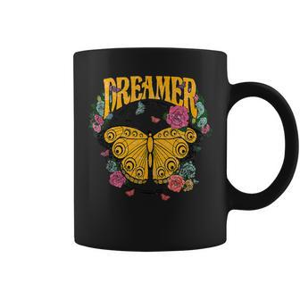 Vintage Retro Dreamer Butterfly Flower Coffee Mug - Thegiftio UK