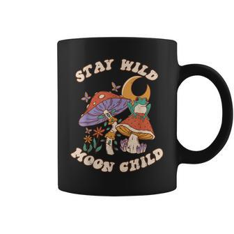 Vintage Retro Stay Wild Moon Child Frog Mushroom Hippie Coffee Mug - Seseable