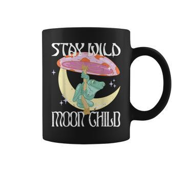 Vintage Retro Stay Wild Moon Child Frog Peace Love Hippie Coffee Mug - Seseable