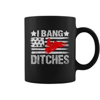 Vintage Snowmobile Usa Flag Motor Sled Rider I Bang Ditches Gift Coffee Mug - Monsterry UK