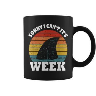 Vintage Sorry I Cant Its Week Cute Shark Funny Shark Coffee Mug - Thegiftio UK