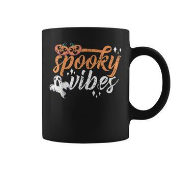 Vintage Spooky Vibes Halloween Novelty Graphic Art Design Coffee Mug - Seseable