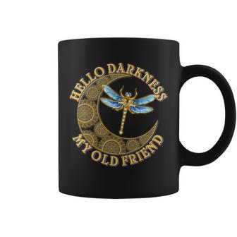 Vintage Steampunk Dragonfly Moon Hello Darkness My Old Friend Coffee Mug - Monsterry
