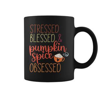 Vintage Stressed Blessed & Pumpkin Spice Obsessed Fall Coffee Mug - Thegiftio UK