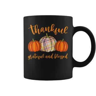 Vintage Thankful Grateful And Blessed Pumpkin Fall Coffee Mug - Thegiftio UK