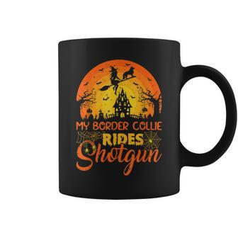 Vintage Witch My Border Collie Rides Shotgun Halloween Coffee Mug - Seseable