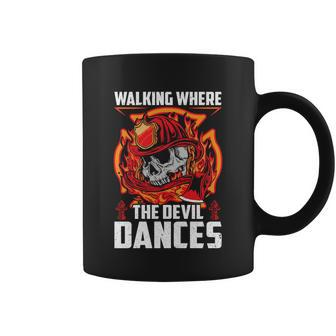 Walking Where The Evil Dances Proud To Be A Firefighter Usa Flag Coffee Mug - Monsterry UK