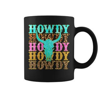 Western Country Leopard Howdy Bull Skull Cowgirl Rodeo Coffee Mug - Thegiftio UK