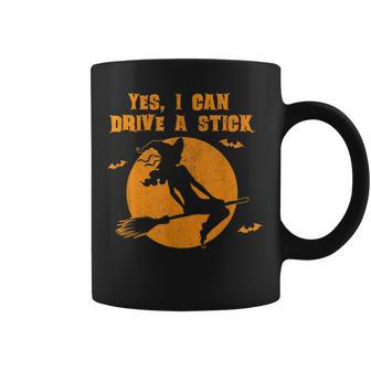 Why Yes I Can Drive A Stick Cute Halloween Witch Funny Coffee Mug - Seseable