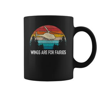 Wings Are For Fairies Funny Helicopter Pilot Retro Vintage Coffee Mug | Mazezy UK