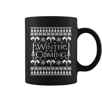 Winter Is Coming Ugly Christmas Sweater Design Graphic Design Printed Casual Daily Basic Coffee Mug - Thegiftio UK