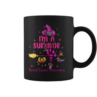 Witch I’M Survivor Breast Cancer Pink Ribbon Halloween Women Coffee Mug - Seseable