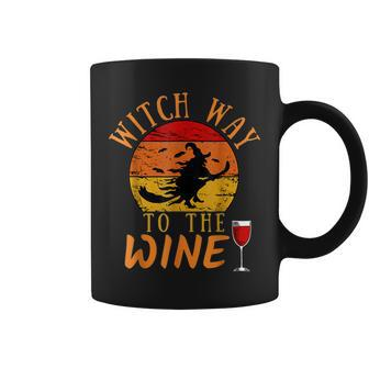 Witch Way To The Wine Funny Halloween Party Wine Witch Lover Coffee Mug - Seseable