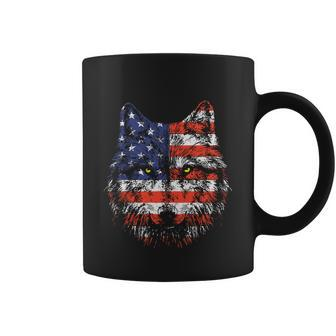 Wolf American Flag Usa 4Th Of July Patriotic Wolf Lover Coffee Mug - Monsterry AU