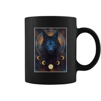 Wolf Dream Catcher Moon Phases Tshirt Coffee Mug - Monsterry