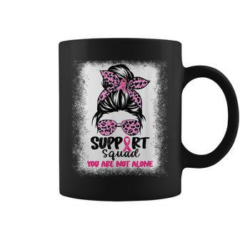 Woman Support Squad Messy Bun Pink Warrior Breast Cancer Coffee Mug - Thegiftio UK