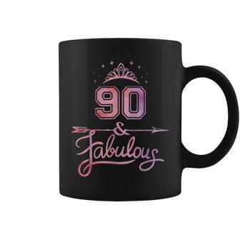 Women 90 Years Old And Fabulous Happy 90Th Birthday Coffee Mug - Seseable