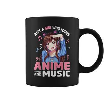Women Just A Girl Who Loves Anime And Music Anime Lover Girl Coffee Mug - Thegiftio UK