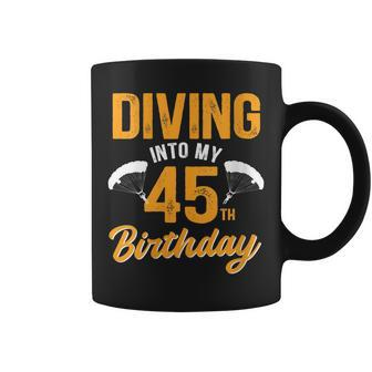 Womens Diving Into My 45Th Birthday Sky Diving Parachute Lover Coffee Mug - Seseable