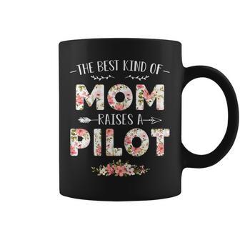 Womens Floral The Best Kind Of Mom Raises A Pilot Cute Mothers Day Coffee Mug - Thegiftio
