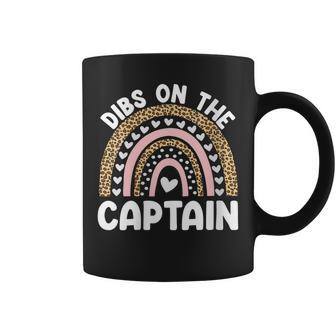 Womens Funny Captain Wife Dibs On The Captain Saying Cute Rainbow Coffee Mug - Thegiftio UK