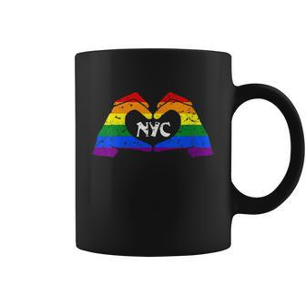 Womens Gay Pride Nyc Rainbow Hands Heart New York Gay Pride Parade Coffee Mug - Thegiftio UK