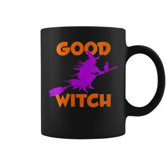 Womens Good Witch Halloween Riding Broomstick Silhouette Coffee Mug - Seseable