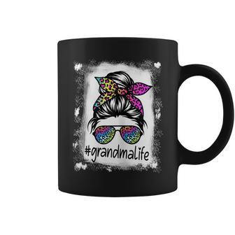 Womens Grandma Life Bleached Grandmalife Tie Dye Leopard Messy Bun Coffee Mug - Thegiftio UK