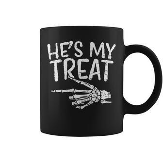 Womens Hes My Treat Skeleton Matching Couple Halloween Costume Hers Coffee Mug - Thegiftio UK