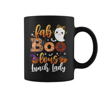 Womens Leopard Fab Boo Lous Lunch Lady Team Teacher Spooky Season Coffee Mug - Thegiftio UK