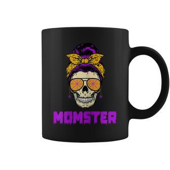 Womens Messy Bun Halloween Costume Monster Mom Momster Coffee Mug - Seseable