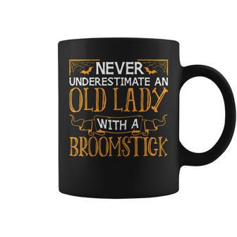 Womens Old Lady With Broomstick Witch Womens Halloween Costume Coffee Mug - Seseable