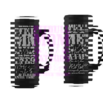 Womens Pitbull Mom With Tattoos Pretty Eyes Thick Thighs Dog Funny Coffee Mug - Thegiftio
