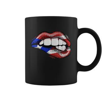 Womens Sexy Biting Lips Puerto Rico Flag Pride Sexy Lady Gifts Graphic Design Printed Casual Daily Basic Coffee Mug - Thegiftio UK