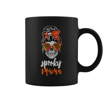 Womens Spooky Mama Halloween Skull Head Witch Coffee Mug - Seseable