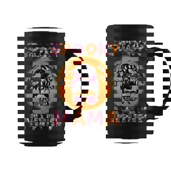 Womens Spooky Mama Messy Bun Funny Halloween Coffee Mug | Seseable CA
