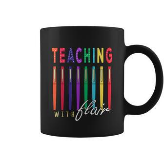 Womens Teaching With Flair T Flair Pen Teacher Graphic Design Printed Casual Daily Basic Coffee Mug - Thegiftio UK