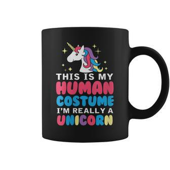 Womens This Is My Human Costume Im Really A Unicorn Halloween Coffee Mug - Thegiftio UK
