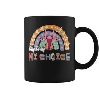 Womens Uterus My Body My Choice Pro Choice Leopard Rainbow Coffee Mug - Seseable