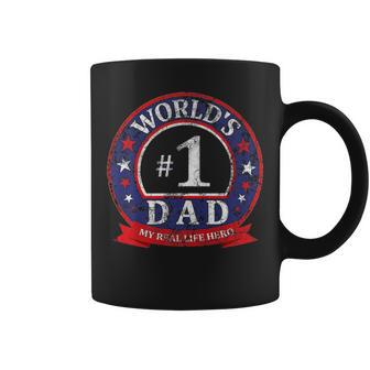 Worlds Number One 1 Dad My Real Life Hero Vintage BlackGreenNany SMLXlXxlXxxl Coffee Mug - Thegiftio UK