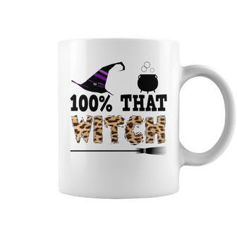 100% That Witch Halloween Witch Hat Leopard Coffee Mug - Seseable