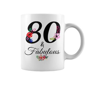 80 & Fabulous 80 Year Old Vintage Floral 1942 80Th Birthday Coffee Mug - Thegiftio UK