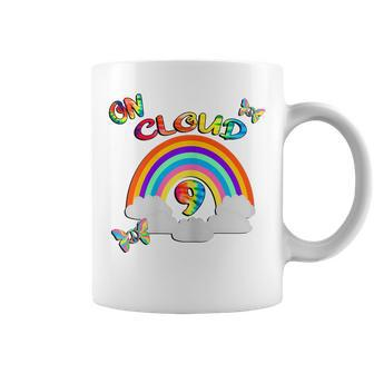 9Th Birthday Retro Rainbows Cloud 9 Happy Birthday Coffee Mug - Thegiftio UK