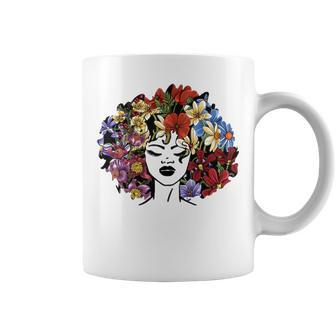 Afro Hair Natural Flowers Black History T Juneteenth Pride Coffee Mug - Thegiftio UK