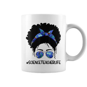 Afro Messy Bun Science Teacher Life 1St Day Of School Coffee Mug - Thegiftio UK