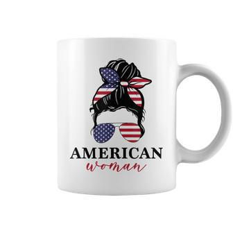All American Girl Messy Bun Flag 4Th Of July Sunglasses Coffee Mug - Seseable