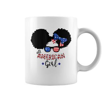 All American Girls 4Th Of July Black African Messy Bun Coffee Mug - Seseable